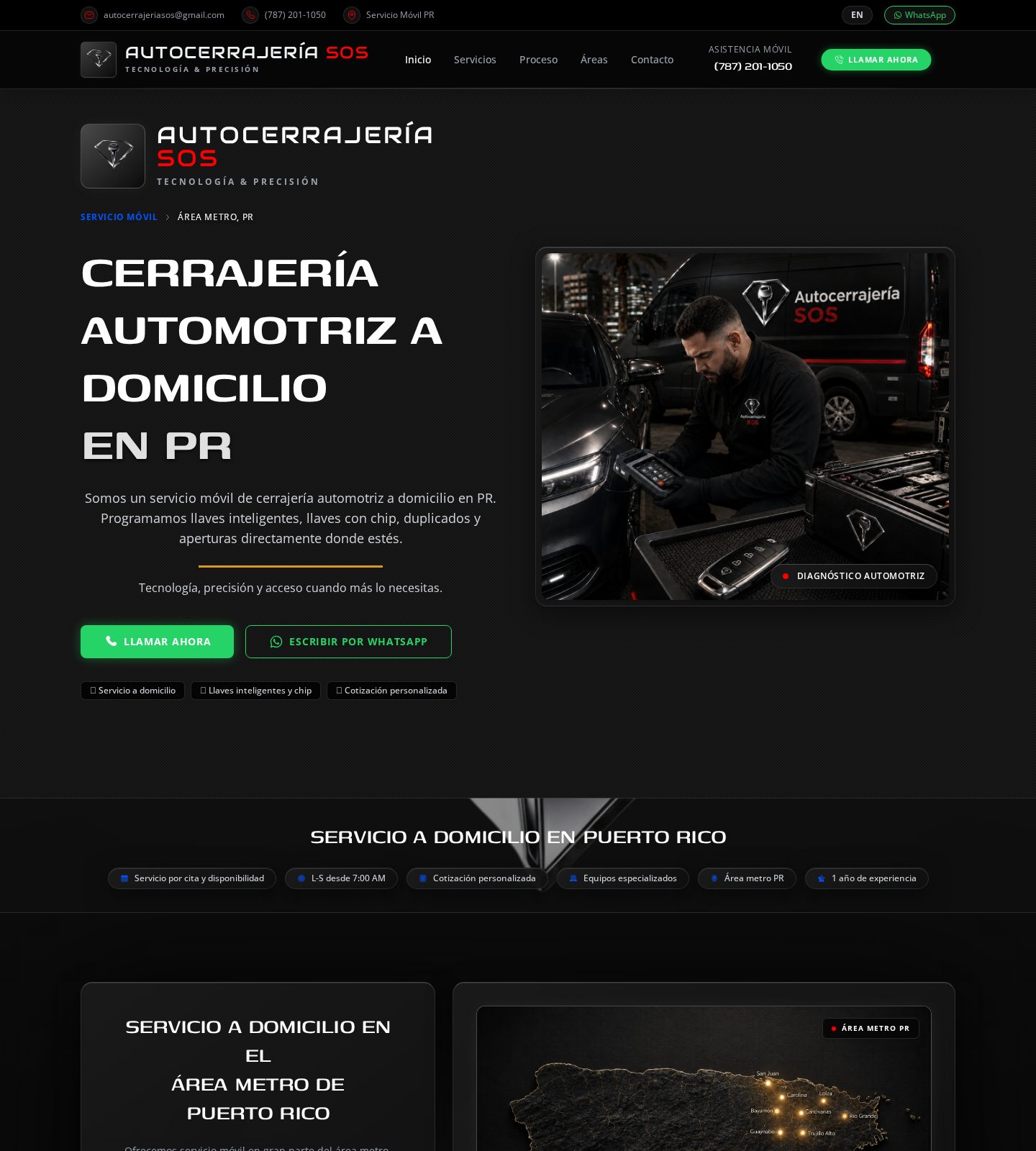 Captura del sitio web Auto Cerrajería SOS desarrollado por SC Web Studios